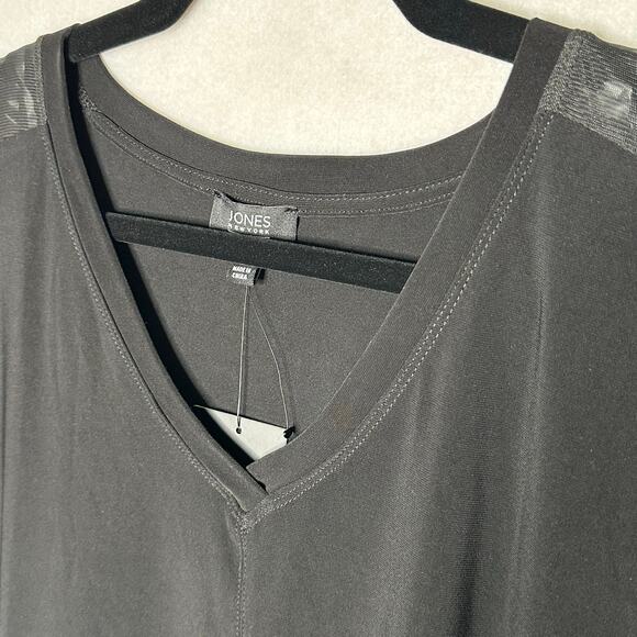 NWT Jones New York V-Neck Tee w/ Mesh Shoulder Detail – Size L - Picture 4 of 6
